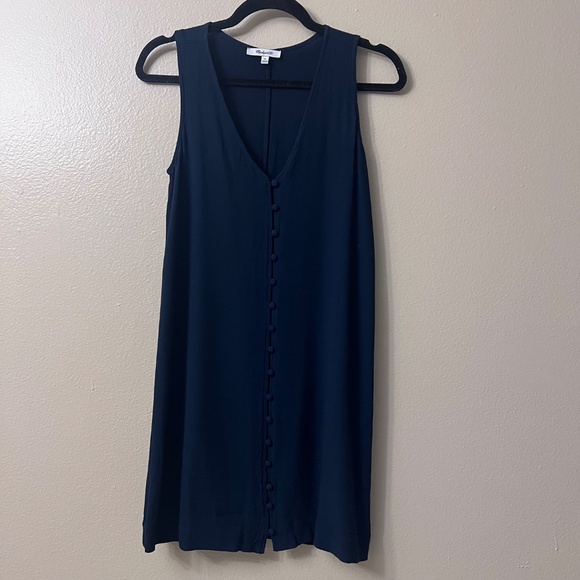 Madewell Women's Navy Blue Button Front Dress Viscose Sleeveless Size XS - Picture 6 of 11